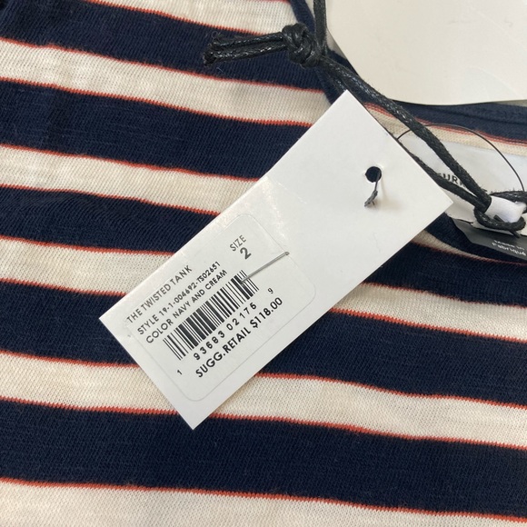 Current/Elliott The Twisted Tank navy cream stripe size 2 new with tags - Picture 10 of 12